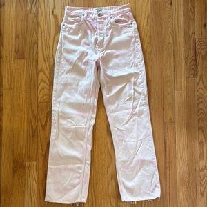 Reformation 25 Stylish Pink tie dye Cynthia Spiral High Rise Straight long Jeans